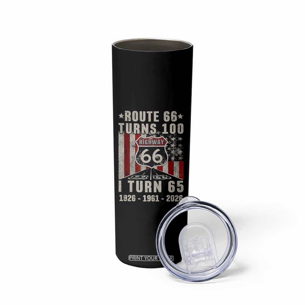 Route Highway 66 Turns 100 I Turn 65 Skinny Tumbler Vintage 1961 Born American Road Sign 65th Birthday Gift