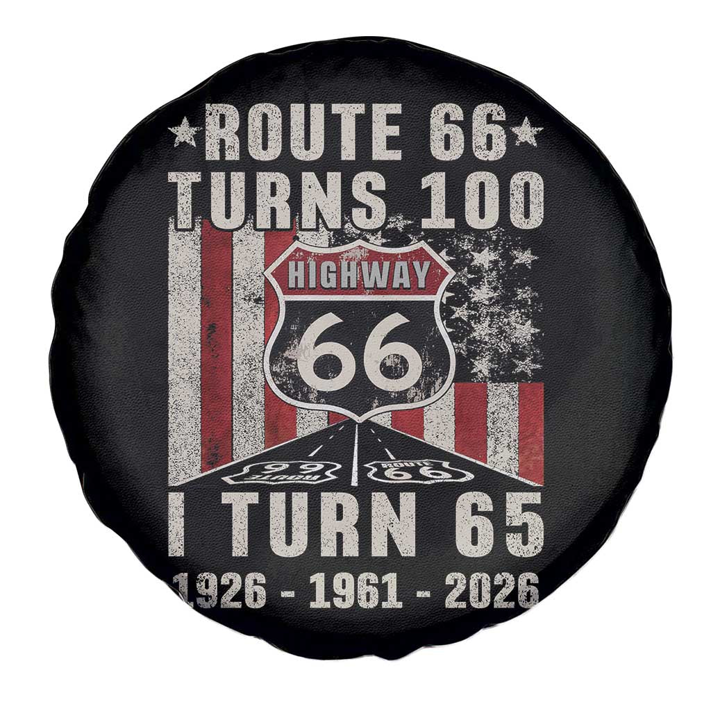 Route Highway 66 Turns 100 I Turn 65 Spare Tire Cover Vintage 1961 Born American Road Sign 65th Birthday Gift