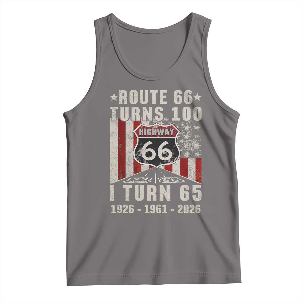 Route Highway 66 Turns 100 I Turn 65 Tank Top Vintage 1961 Born American Road Sign 65th Birthday Gift