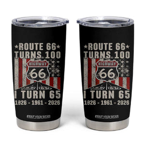 Route Highway 66 Turns 100 I Turn 65 Tumbler Cup Vintage 1961 Born American Road Sign 65th Birthday Gift