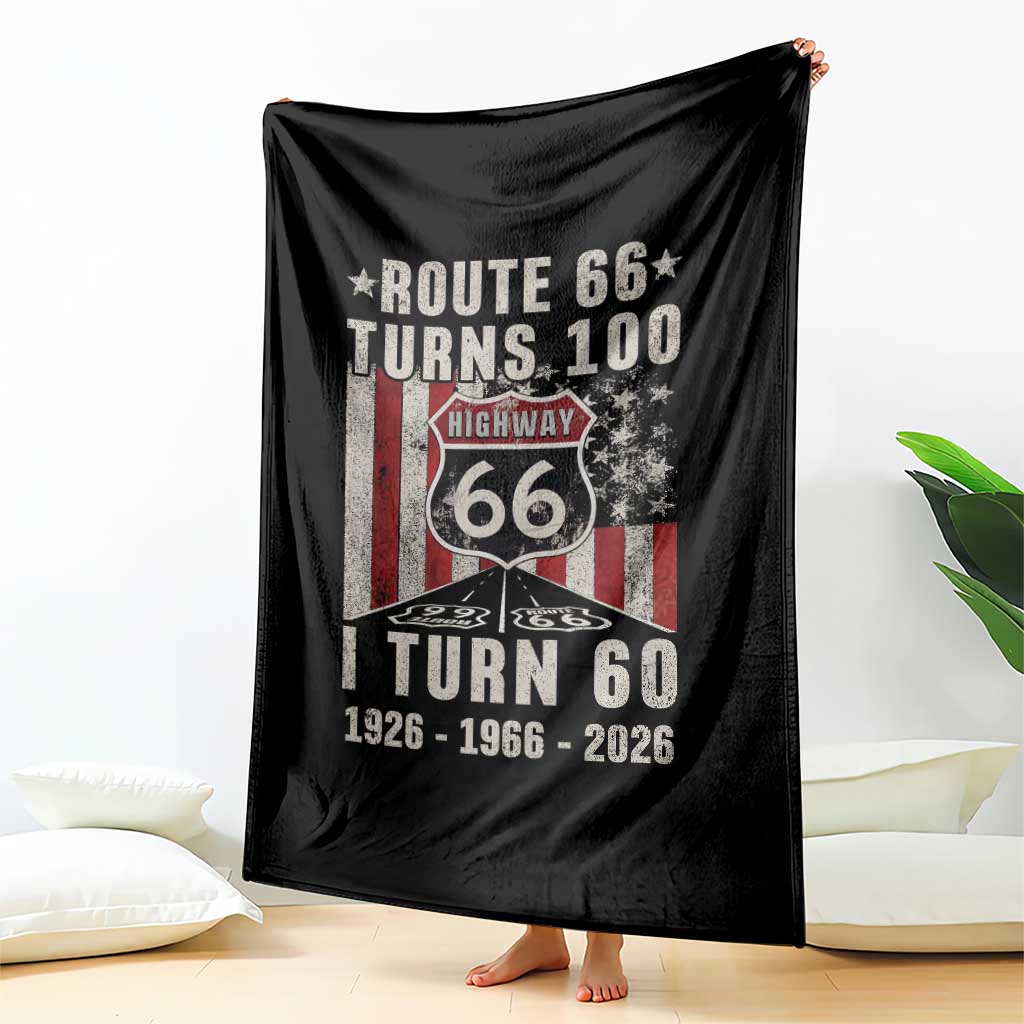 Route Highway 66 Turns 100 I Turn 60 Throw Blanket Vintage 1966 Born American Road Sign 60th Birthday Gift