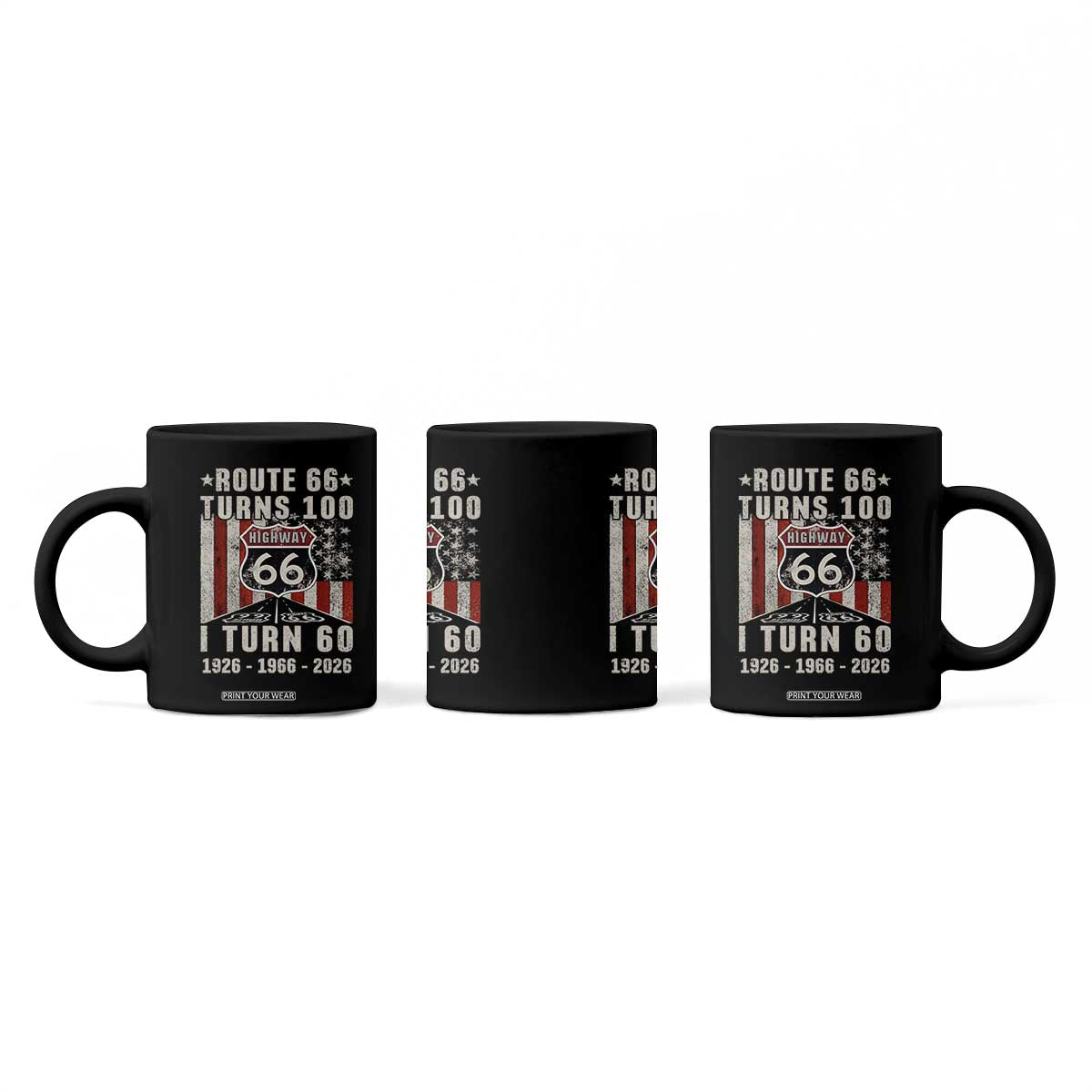 Route Highway 66 Turns 100 I Turn 60 Coffee Mug Vintage 1966 Born American Road Sign 60th Birthday Gift
