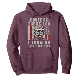 Route Highway 66 Turns 100 I Turn 60 Hoodie Vintage 1966 Born American Road Sign 60th Birthday Gift