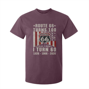 Route Highway 66 Turns 100 I Turn 60 T Shirt For Kid Vintage 1966 Born American Road Sign 60th Birthday Gift