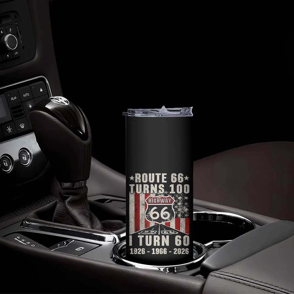 Route Highway 66 Turns 100 I Turn 60 Skinny Tumbler Vintage 1966 Born American Road Sign 60th Birthday Gift