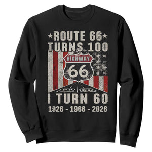 Route Highway 66 Turns 100 I Turn 60 Sweatshirt Vintage 1966 Born American Road Sign 60th Birthday Gift