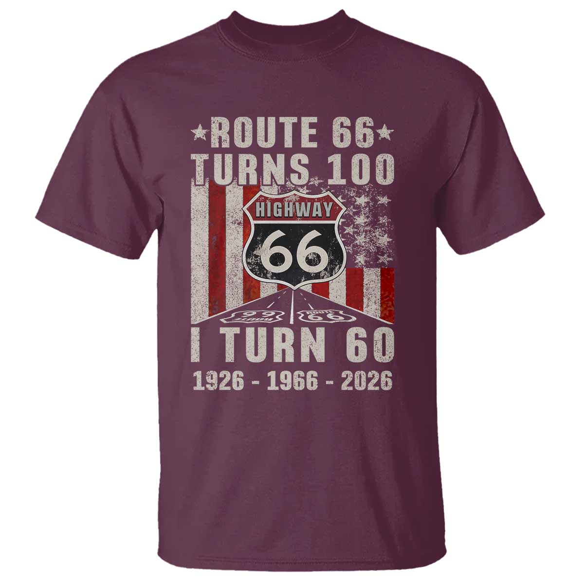 Route Highway 66 Turns 100 I Turn 60 T Shirt Vintage 1966 Born American Road Sign 60th Birthday Gift