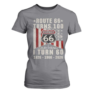 Route Highway 66 Turns 100 I Turn 60 T Shirt For Women Vintage 1966 Born American Road Sign 60th Birthday Gift