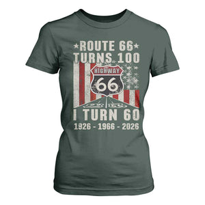 Route Highway 66 Turns 100 I Turn 60 T Shirt For Women Vintage 1966 Born American Road Sign 60th Birthday Gift