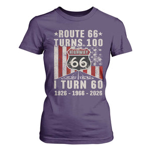 Route Highway 66 Turns 100 I Turn 60 T Shirt For Women Vintage 1966 Born American Road Sign 60th Birthday Gift