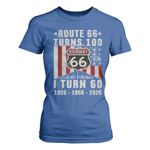 Route Highway 66 Turns 100 I Turn 60 T Shirt For Women Vintage 1966 Born American Road Sign 60th Birthday Gift