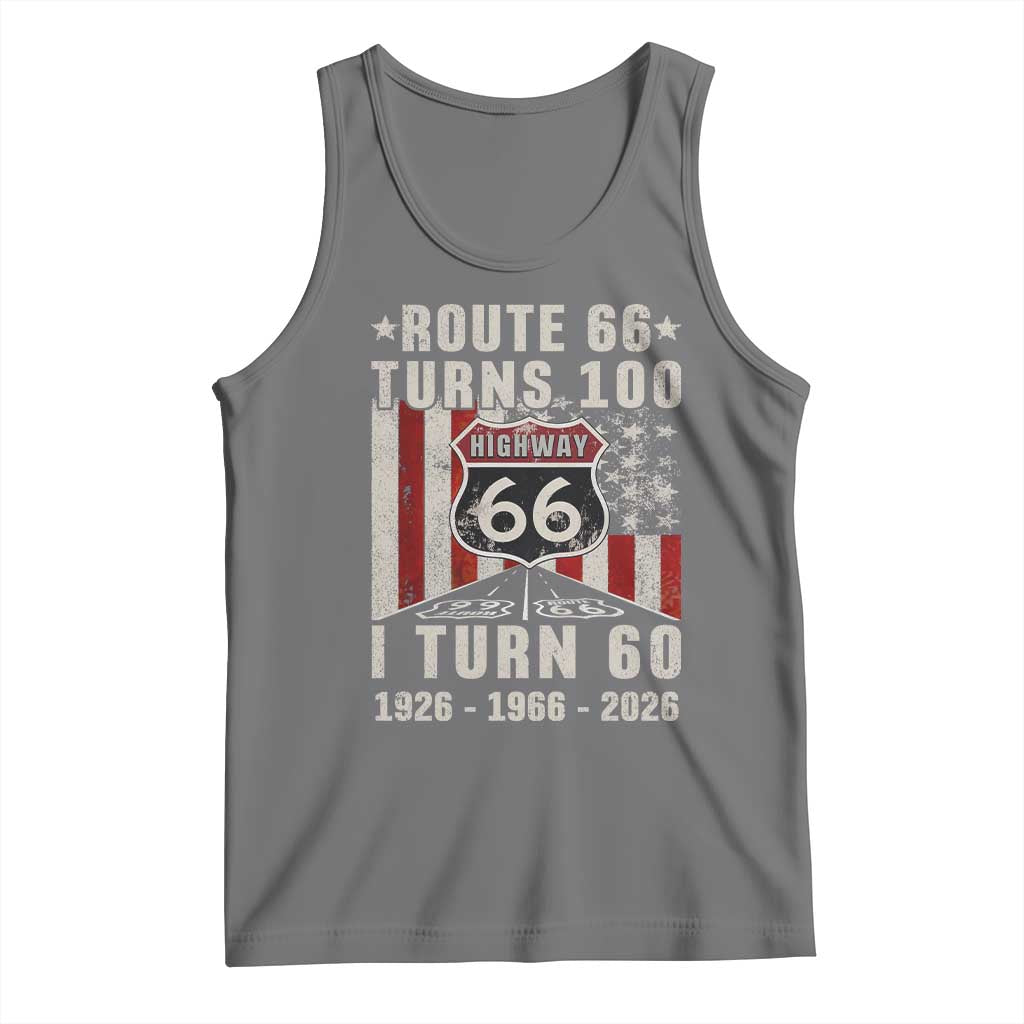 Route Highway 66 Turns 100 I Turn 60 Tank Top Vintage 1966 Born American Road Sign 60th Birthday Gift
