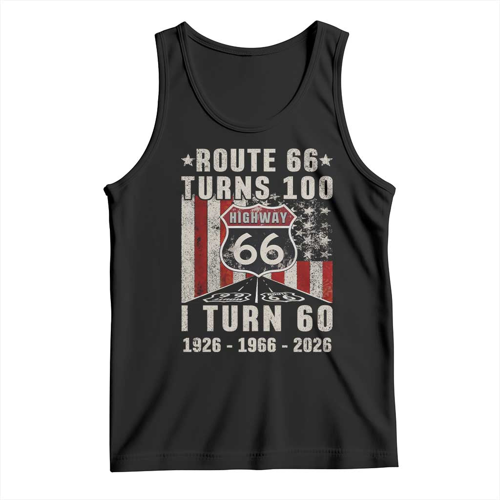 Route Highway 66 Turns 100 I Turn 60 Tank Top Vintage 1966 Born American Road Sign 60th Birthday Gift