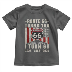Route Highway 66 Turns 100 I Turn 60 Toddler T Shirt Vintage 1966 Born American Road Sign 60th Birthday Gift