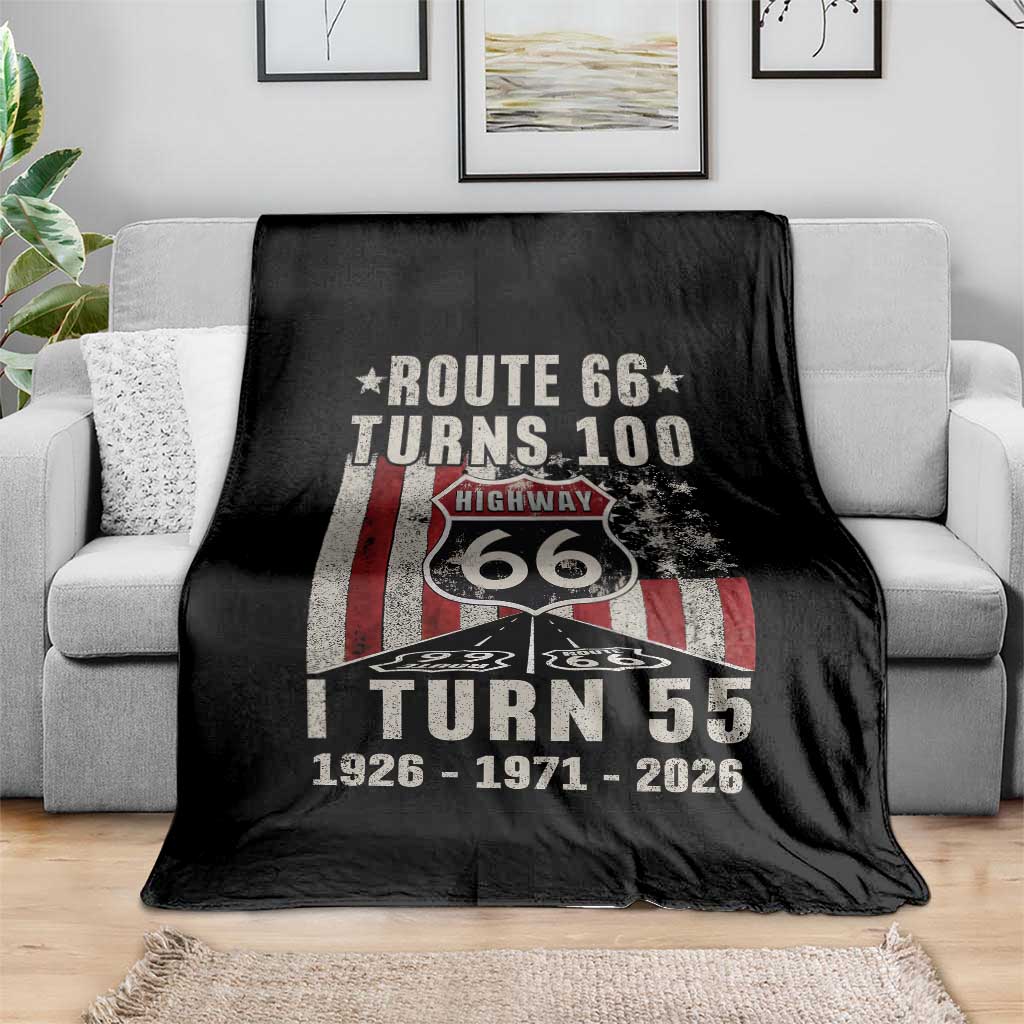 Route Highway 66 Turns 100 I Turn 55 Throw Blanket Vintage 1971 Born American Road Sign 55th Birthday Gift