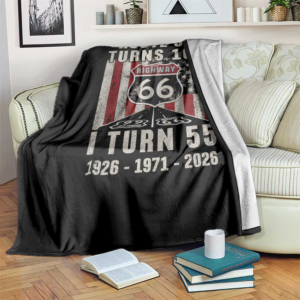 Route Highway 66 Turns 100 I Turn 55 Throw Blanket Vintage 1971 Born American Road Sign 55th Birthday Gift