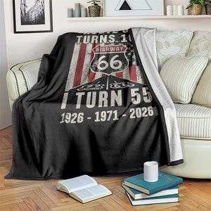 Route Highway 66 Turns 100 I Turn 55 Throw Blanket Vintage 1971 Born American Road Sign 55th Birthday Gift