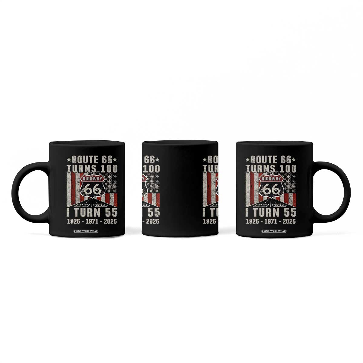 Route Highway 66 Turns 100 I Turn 55 Coffee Mug Vintage 1971 Born American Road Sign 55th Birthday Gift