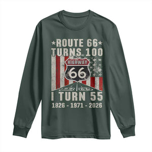 Route Highway 66 Turns 100 I Turn 55 Long Sleeve Shirt Vintage 1971 Born American Road Sign 55th Birthday Gift