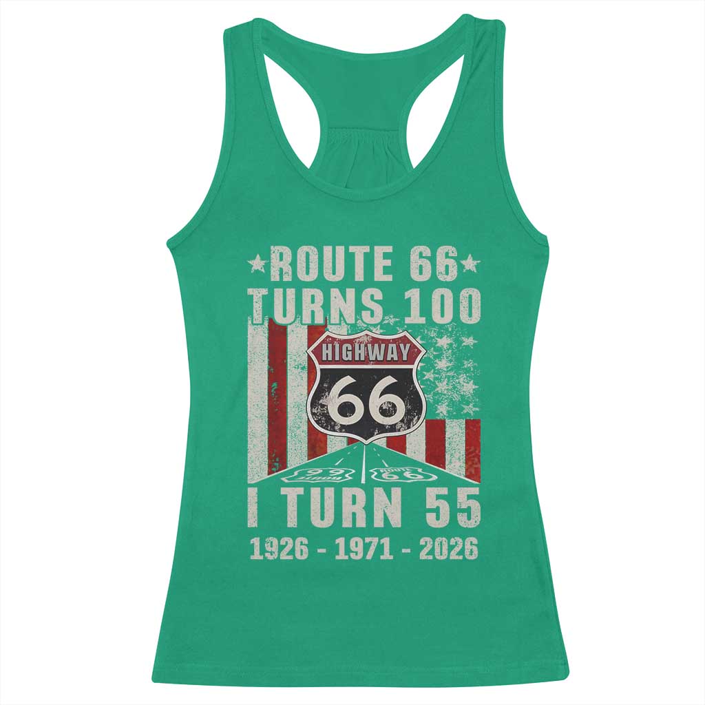 Route Highway 66 Turns 100 I Turn 55 Racerback Tank Top Vintage 1971 Born American Road Sign 55th Birthday Gift
