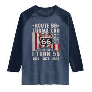 Route Highway 66 Turns 100 I Turn 55 Raglan Shirt Vintage 1971 Born American Road Sign 55th Birthday Gift