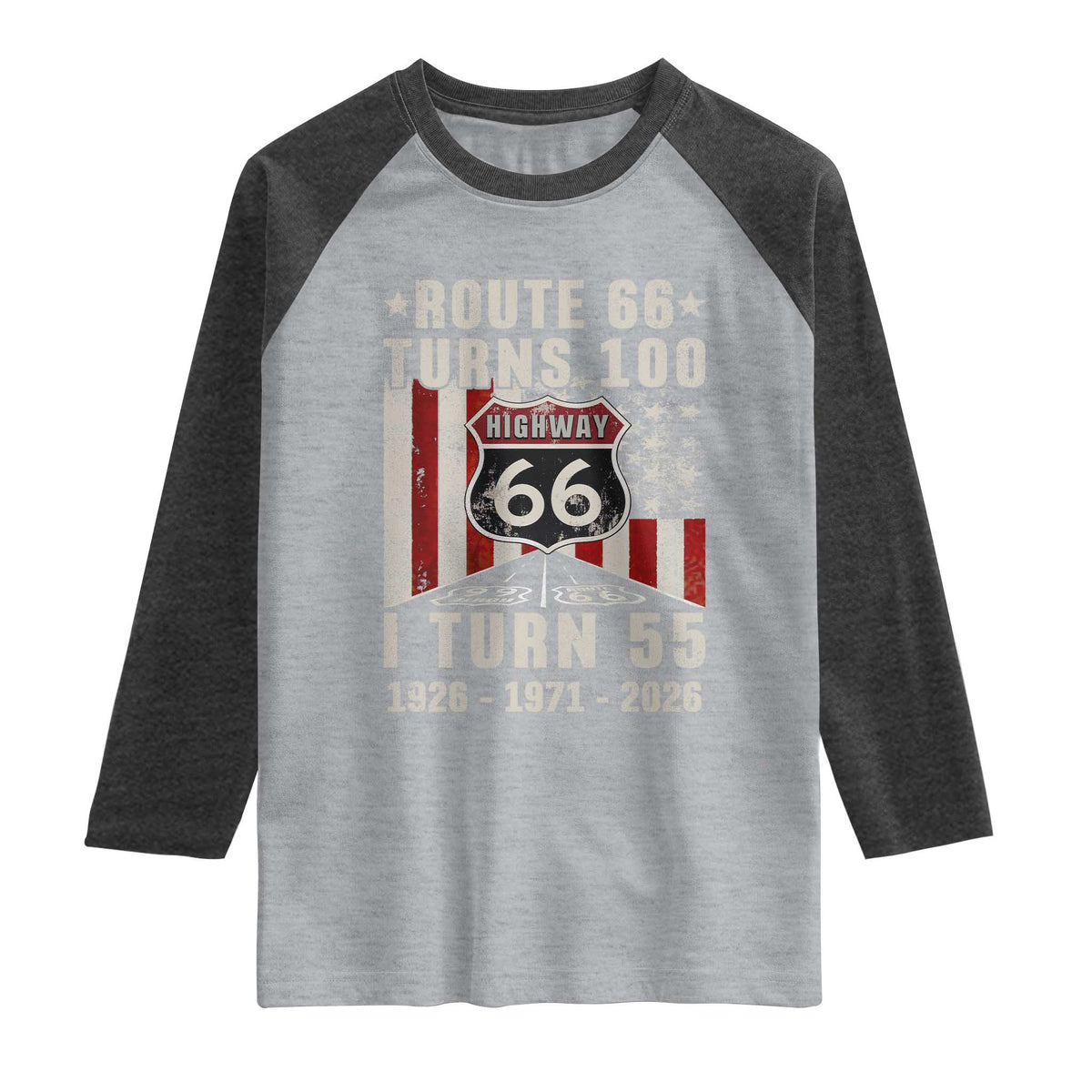 Route Highway 66 Turns 100 I Turn 55 Raglan Shirt Vintage 1971 Born American Road Sign 55th Birthday Gift