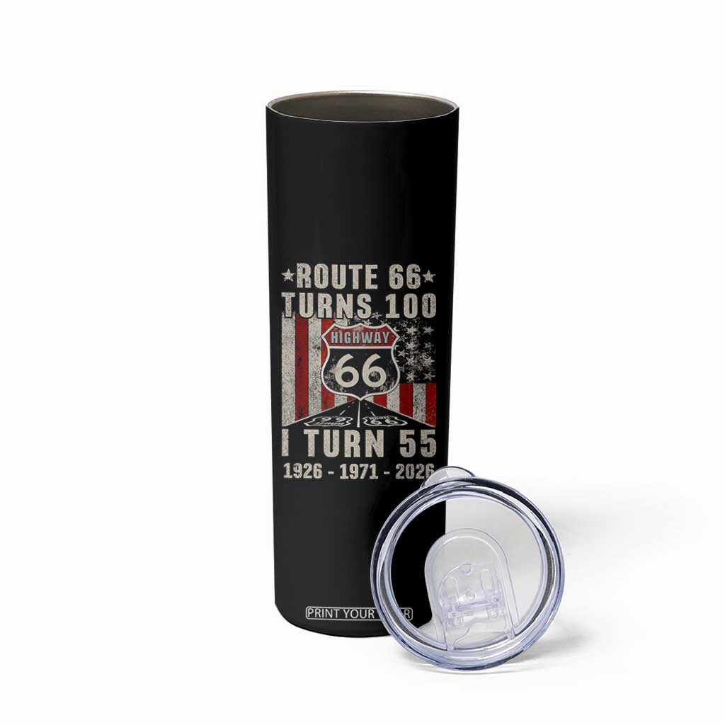 Route Highway 66 Turns 100 I Turn 55 Skinny Tumbler Vintage 1971 Born American Road Sign 55th Birthday Gift