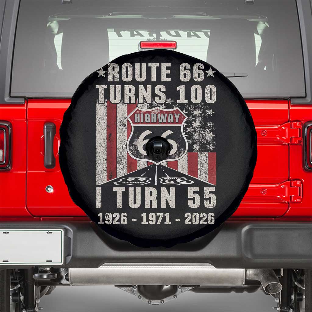 Route Highway 66 Turns 100 I Turn 55 Spare Tire Cover Vintage 1971 Born American Road Sign 55th Birthday Gift
