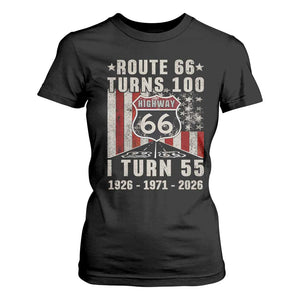 Route Highway 66 Turns 100 I Turn 55 T Shirt For Women Vintage 1971 Born American Road Sign 55th Birthday Gift