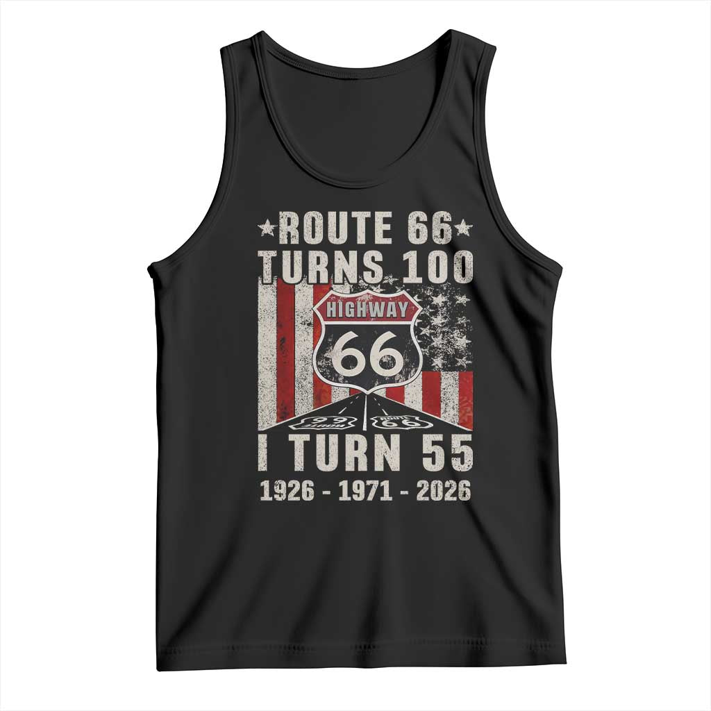 Route Highway 66 Turns 100 I Turn 55 Tank Top Vintage 1971 Born American Road Sign 55th Birthday Gift TS14 Black Print Your Wear