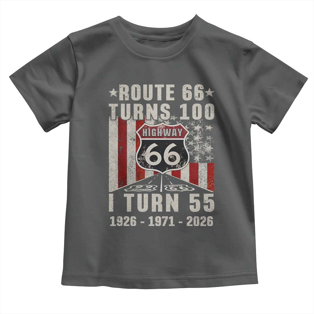 Route Highway 66 Turns 100 I Turn 55 Toddler T Shirt Vintage 1971 Born American Road Sign 55th Birthday Gift