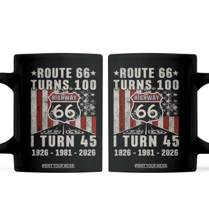 Route Highway 66 Turns 100 I Turn 45 Coffee Mug Vintage 1981 Born American Road Sign 45th Birthday Gift