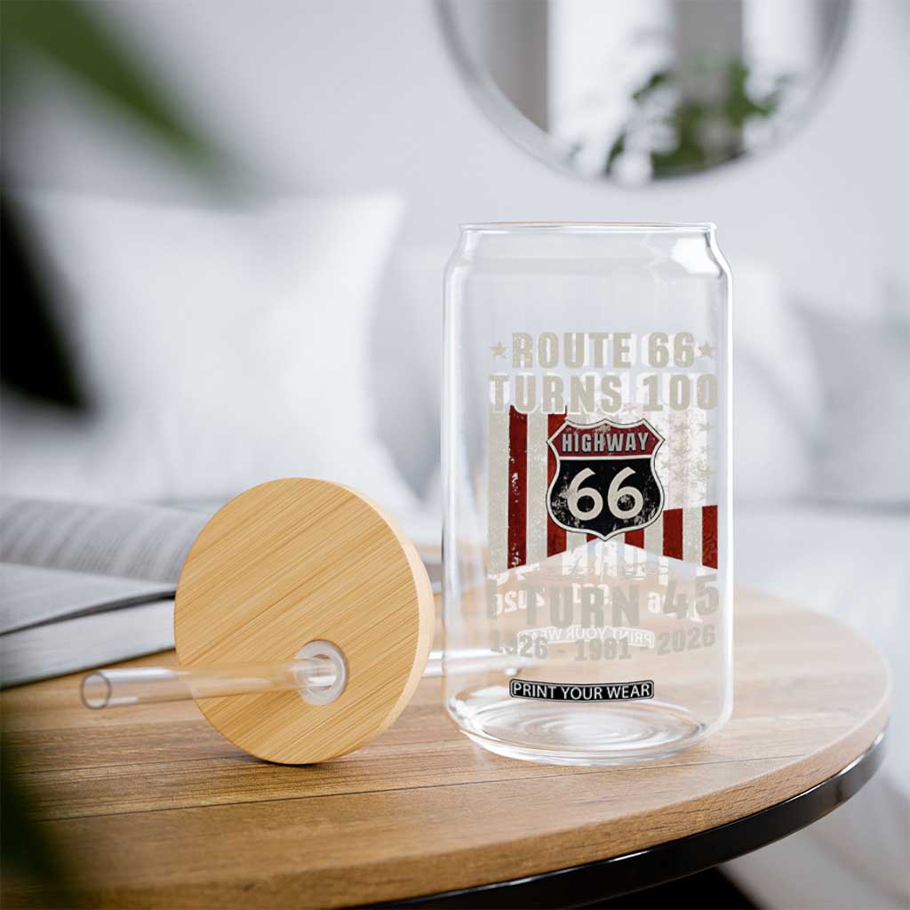 Route Highway 66 Turns 100 I Turn 45 Glass Can Vintage 1981 Born American Road Sign 45th Birthday Gift