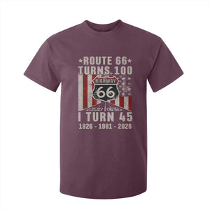 Route Highway 66 Turns 100 I Turn 45 T Shirt For Kid Vintage 1981 Born American Road Sign 45th Birthday Gift