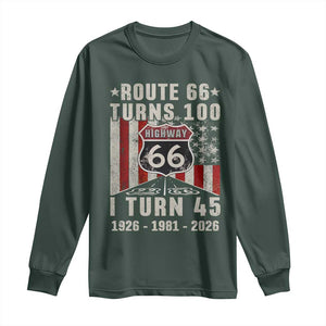 Route Highway 66 Turns 100 I Turn 45 Long Sleeve Shirt Vintage 1981 Born American Road Sign 45th Birthday Gift