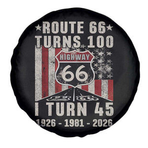 Route Highway 66 Turns 100 I Turn 45 Spare Tire Cover Vintage 1981 Born American Road Sign 45th Birthday Gift