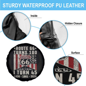 Route Highway 66 Turns 100 I Turn 45 Spare Tire Cover Vintage 1981 Born American Road Sign 45th Birthday Gift