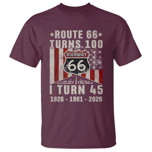 Route Highway 66 Turns 100 I Turn 45 T Shirt Vintage 1981 Born American Road Sign 45th Birthday Gift