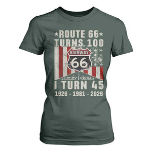 Route Highway 66 Turns 100 I Turn 45 T Shirt For Women Vintage 1981 Born American Road Sign 45th Birthday Gift