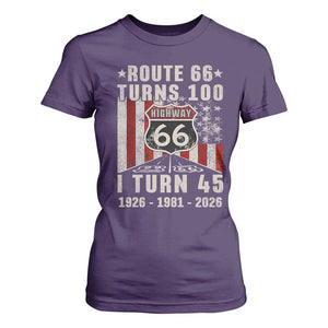 Route Highway 66 Turns 100 I Turn 45 T Shirt For Women Vintage 1981 Born American Road Sign 45th Birthday Gift