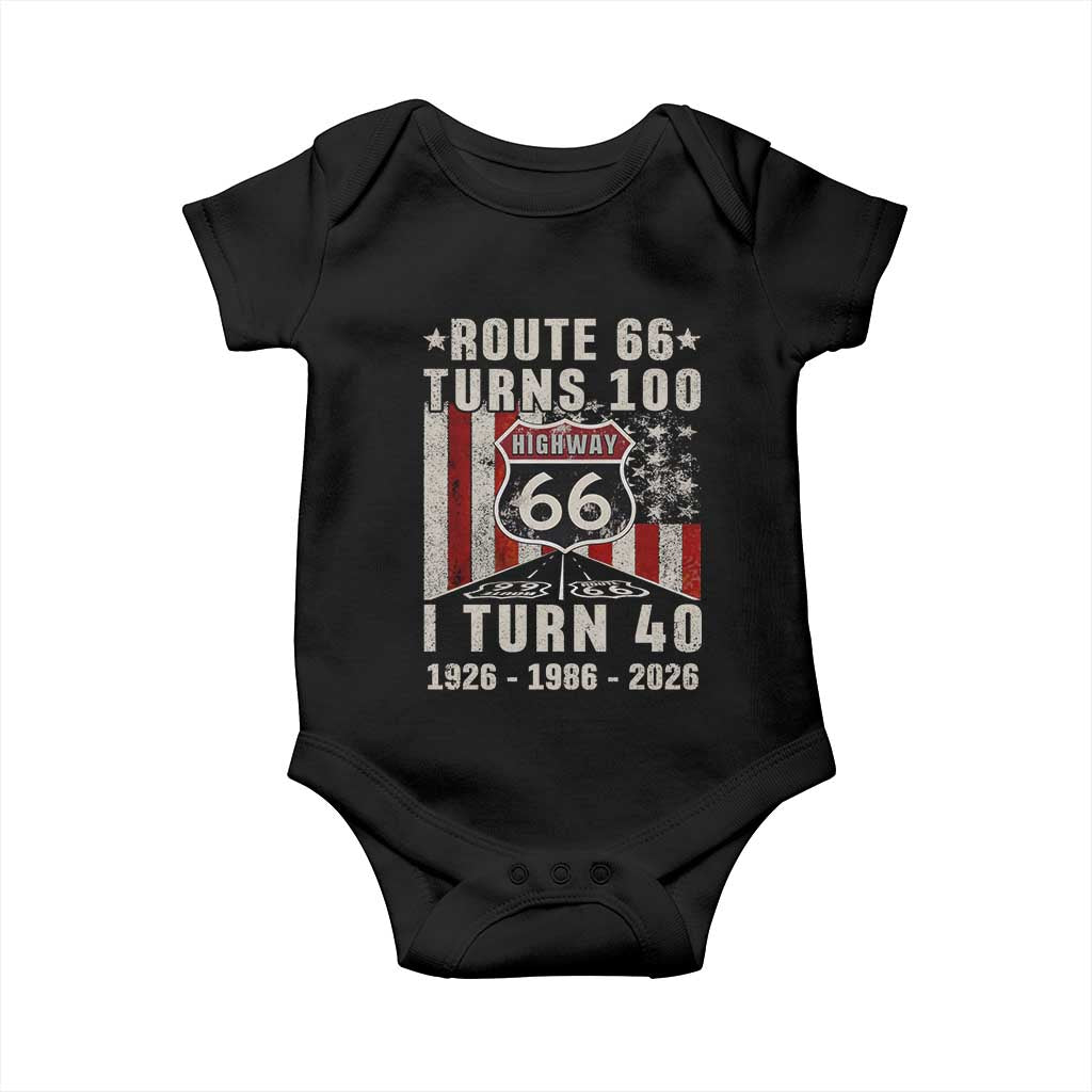 Route Highway 66 Turns 100 I Turn 40 Baby Onesie Vintage 1986 Born American Road Sign 40th Birthday Gift