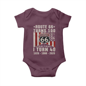 Route Highway 66 Turns 100 I Turn 40 Baby Onesie Vintage 1986 Born American Road Sign 40th Birthday Gift