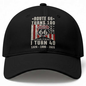 Route Highway 66 Turns 100 I Turn 40 Baseball Cap Vintage 1986 Born American Road Sign 40th Birthday Gift