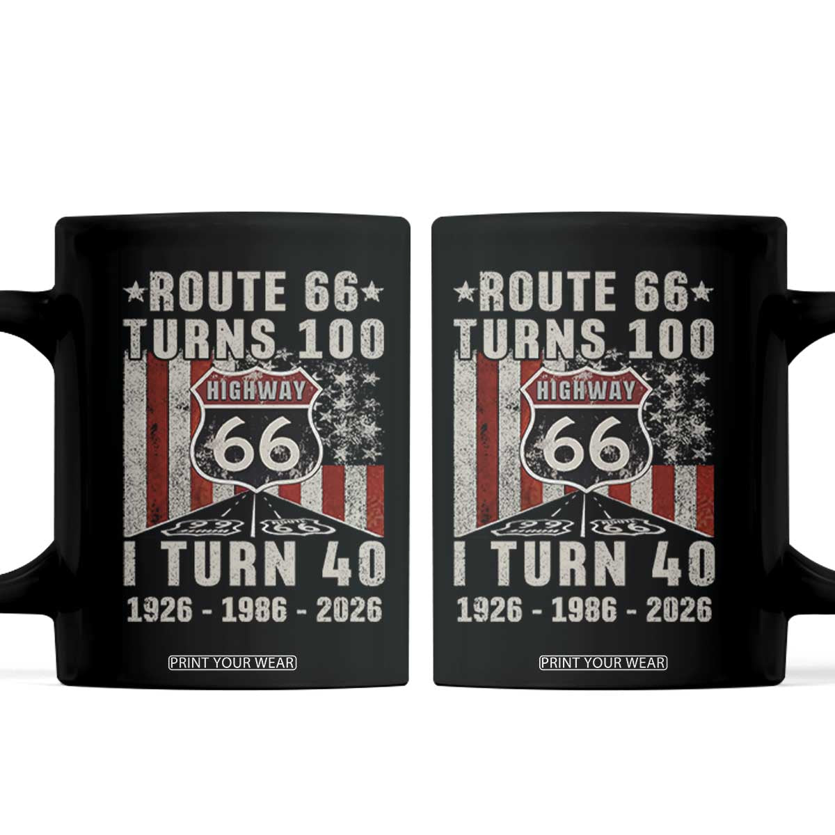 Route Highway 66 Turns 100 I Turn 40 Coffee Mug Vintage 1986 Born American Road Sign 40th Birthday Gift