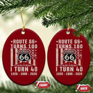 Route Highway 66 Turns 100 I Turn 40 Ceramic Ornament Vintage 1986 Born American Road Sign 40th Birthday Gift