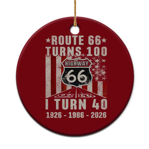 Route Highway 66 Turns 100 I Turn 40 Ceramic Ornament Vintage 1986 Born American Road Sign 40th Birthday Gift