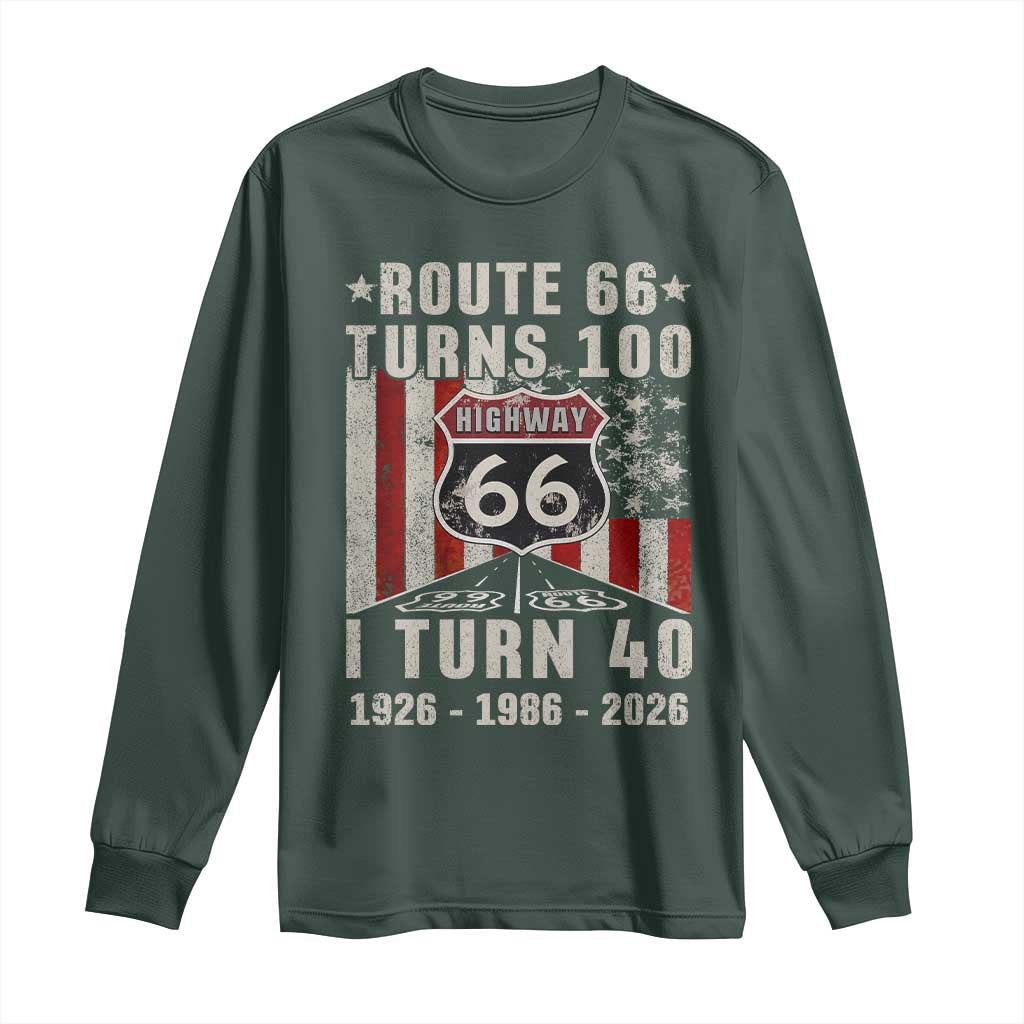 Route Highway 66 Turns 100 I Turn 40 Long Sleeve Shirt Vintage 1986 Born American Road Sign 40th Birthday Gift