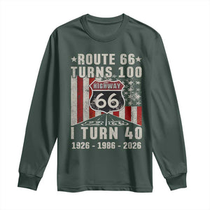 Route Highway 66 Turns 100 I Turn 40 Long Sleeve Shirt Vintage 1986 Born American Road Sign 40th Birthday Gift