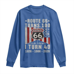 Route Highway 66 Turns 100 I Turn 40 Long Sleeve Shirt Vintage 1986 Born American Road Sign 40th Birthday Gift