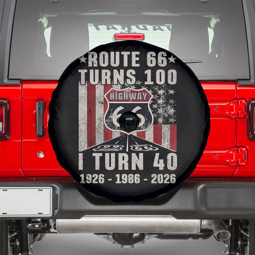 Route Highway 66 Turns 100 I Turn 40 Spare Tire Cover Vintage 1986 Born American Road Sign 40th Birthday Gift